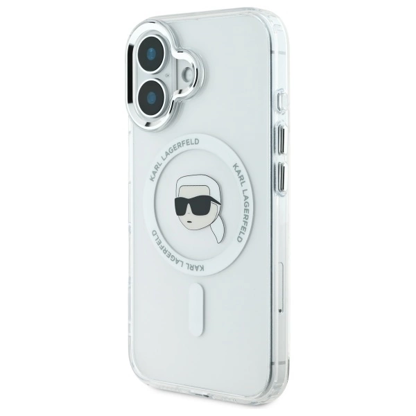 Karl Lagerfeld IML Metal Karl Head MagSafe Case for iPhone 16 Plus - Whiteeng