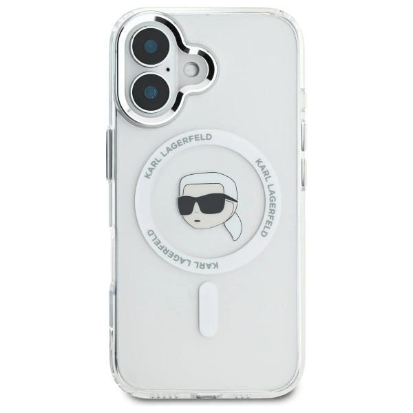 Karl Lagerfeld IML Metal Karl Head MagSafe Case for iPhone 16 Plus - Whiteeng