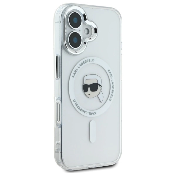 Karl Lagerfeld IML Metal Karl Head MagSafe Case for iPhone 16 Plus - Whiteeng