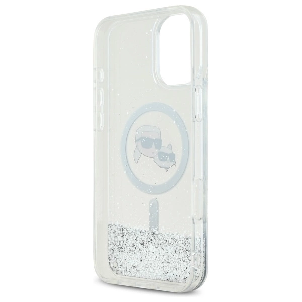Karl Lagerfeld Liquid Glitter Karl & Choupette Head Magsafe iPhone 16 Plus Case - Cleareng