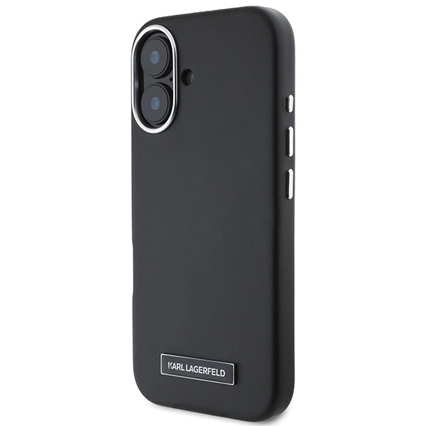 Karl Lagerfeld FW Metal Plate MagSafe iPhone 16 Plus Case - Blackeng