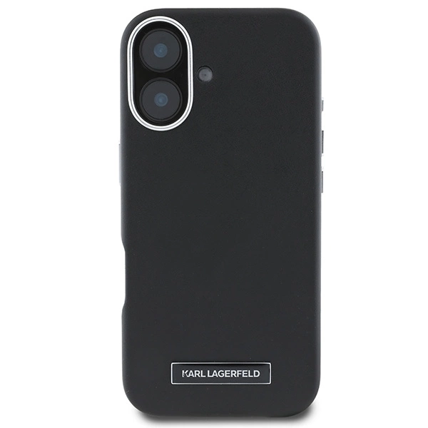Karl Lagerfeld FW Metal Plate MagSafe iPhone 16 Plus Case - Blackeng