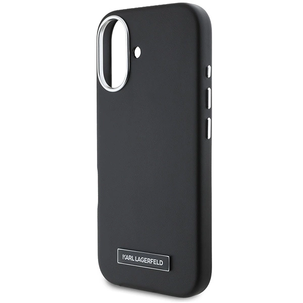 Karl Lagerfeld FW Metal Plate MagSafe iPhone 16 Plus Case - Blackeng