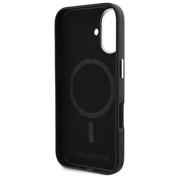 Karl Lagerfeld FW Metal Plate MagSafe iPhone 16 Plus Case - Blackeng