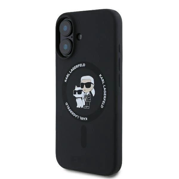 Karl Lagerfeld Silicone Karl&Choupette Heads Ring MagSafe Case for iPhone 16 Plus - Blackeng