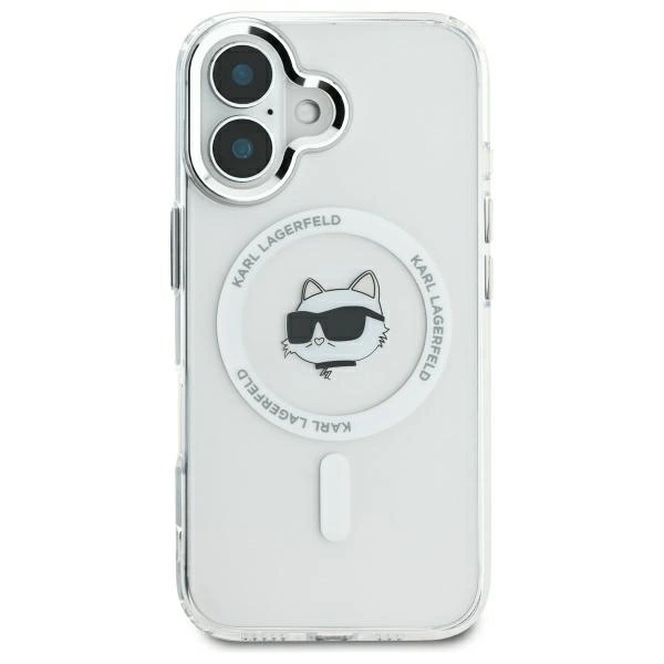 Karl Lagerfeld IML Metal Choupette Head MagSafe iPhone 16 Case - Whiteeng