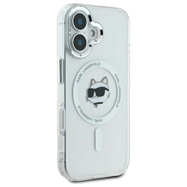 Karl Lagerfeld IML Metal Choupette Head MagSafe iPhone 16 Case - Whiteeng
