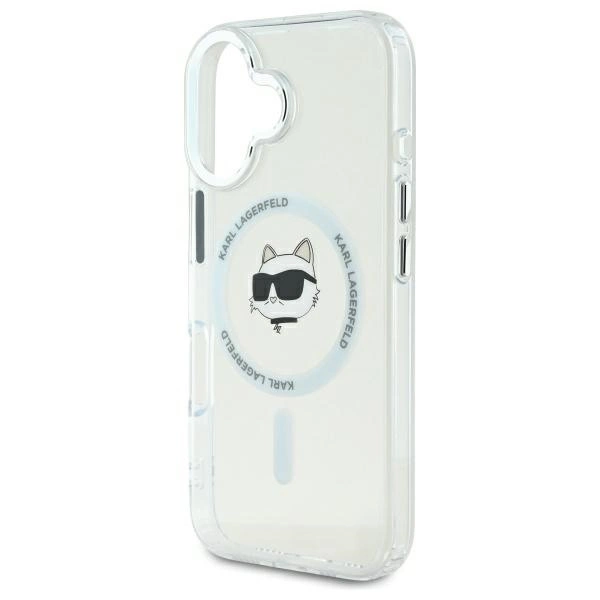 Karl Lagerfeld IML Metal Choupette Head MagSafe iPhone 16 Case - Whiteeng