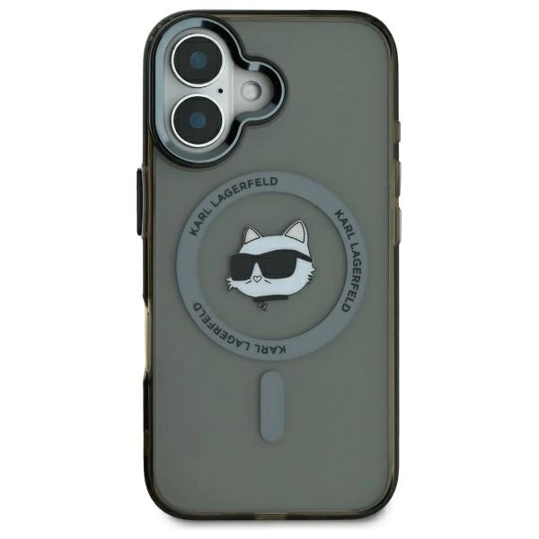 Karl Lagerfeld IML Metal Choupette Head MagSafe iPhone 16 Case - Blackeng