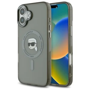 Karl Lagerfeld IML Metal Karl Head MagSafe iPhone 16 Case - Blackeng
