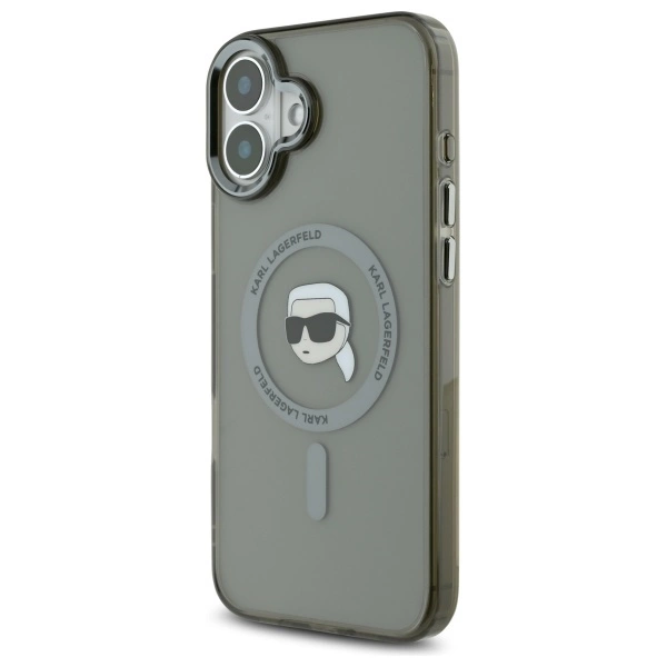 Karl Lagerfeld IML Metal Karl Head MagSafe iPhone 16 Case - Blackeng
