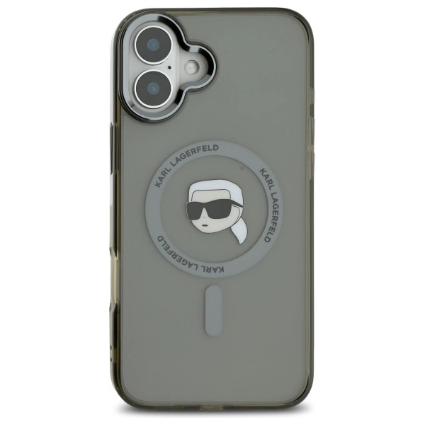 Karl Lagerfeld IML Metal Karl Head MagSafe iPhone 16 Case - Blackeng