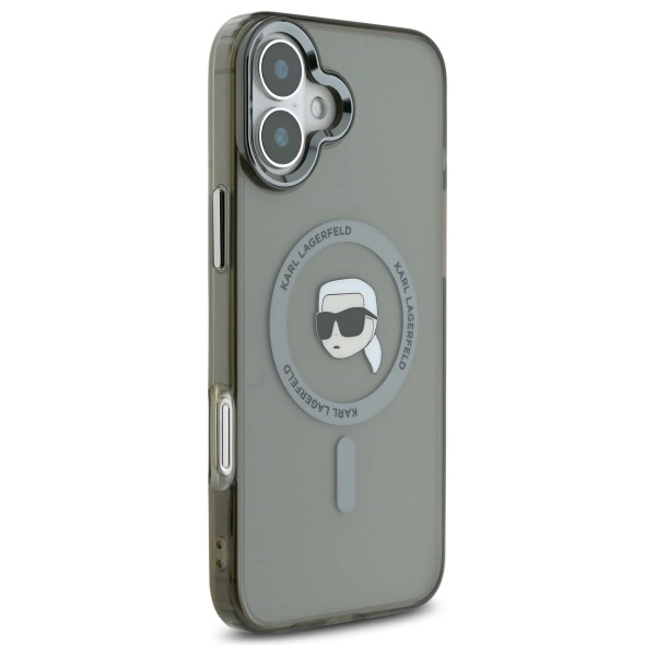 Karl Lagerfeld IML Metal Karl Head MagSafe iPhone 16 Case - Blackeng