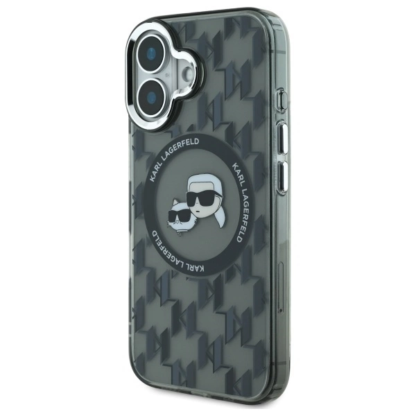 Karl Lagerfeld IML Monogram Karl & Choupette Head MagSafe iPhone 16 Case - Blackeng