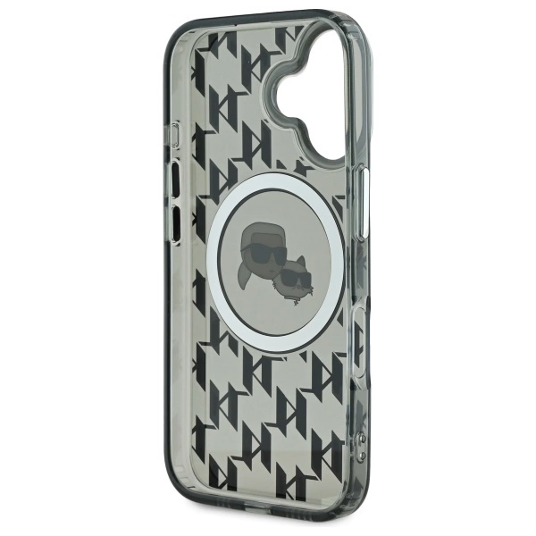 Karl Lagerfeld IML Monogram Karl & Choupette Head MagSafe iPhone 16 Case - Blackeng