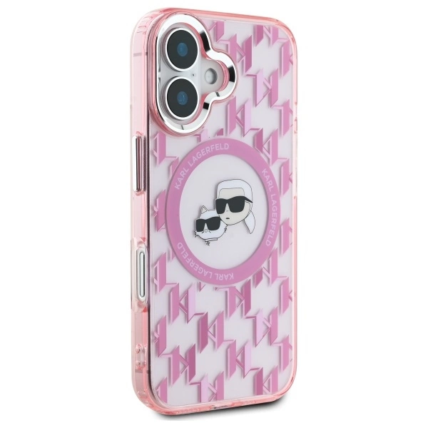 Karl Lagerfeld IML Monogram Karl & Choupette Head MagSafe iPhone 16 Case - Pinkeng