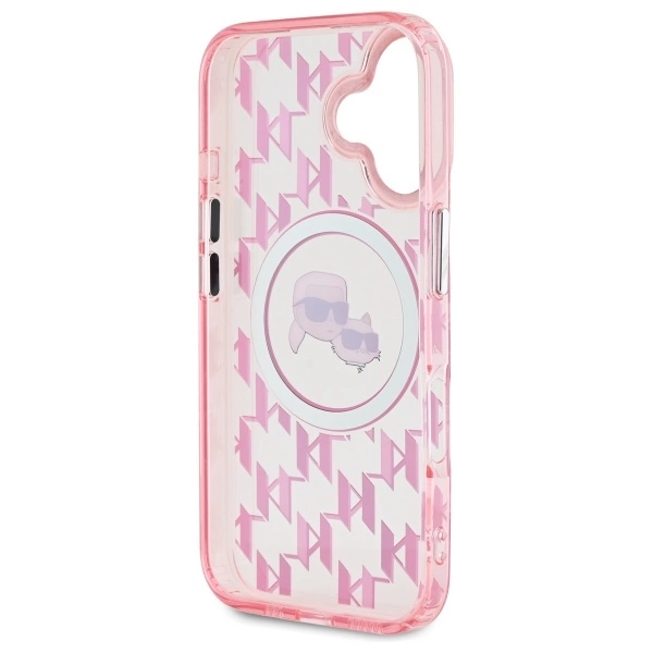 Karl Lagerfeld IML Monogram Karl & Choupette Head MagSafe iPhone 16 Case - Pinkeng
