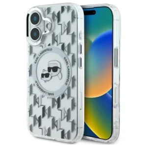 Karl Lagerfeld IML Monogram Karl & Choupette Head MagSafe iPhone 16 Case - Cleareng
