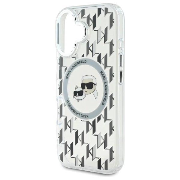 Karl Lagerfeld IML Monogram Karl & Choupette Head MagSafe iPhone 16 Case - Cleareng