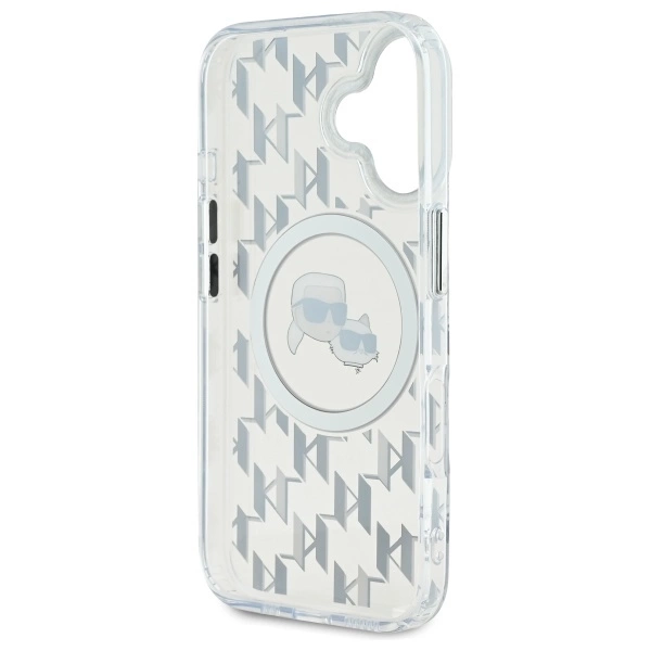 Karl Lagerfeld IML Monogram Karl & Choupette Head MagSafe iPhone 16 Case - Cleareng