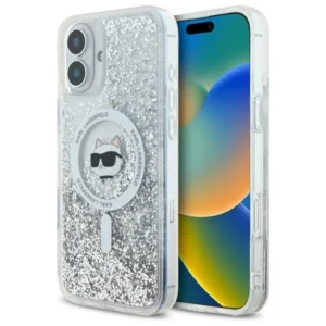 Karl Lagerfeld Liquid Glitter Choupette Head Magsafe iPhone 16 Case - Cleareng