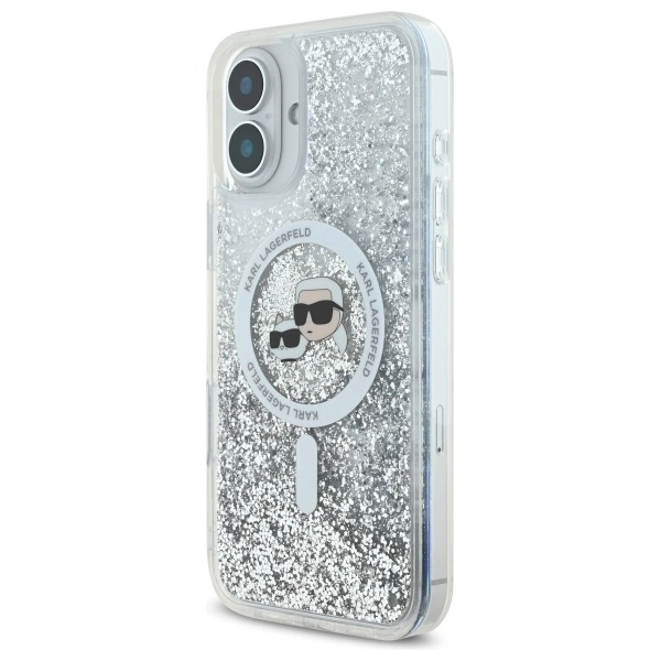 Karl Lagerfeld Liquid Glitter Karl&Choupette Head Magsafe iPhone 16 Case - Cleareng