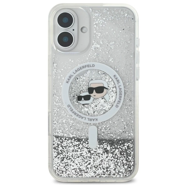 Karl Lagerfeld Liquid Glitter Karl&Choupette Head Magsafe iPhone 16 Case - Cleareng