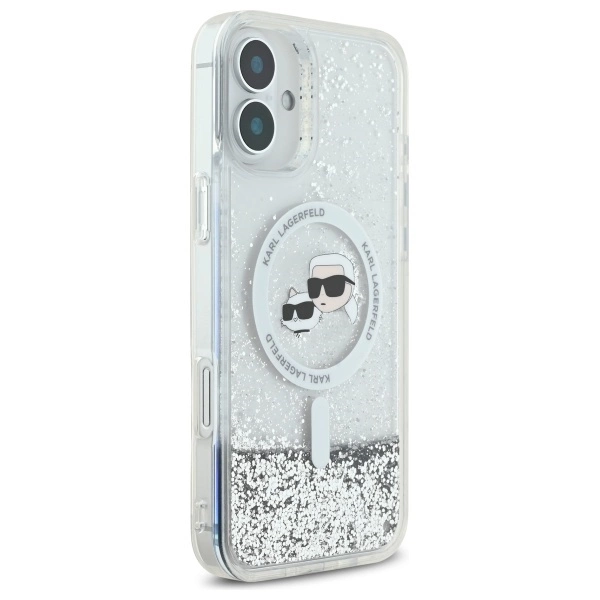 Karl Lagerfeld Liquid Glitter Karl&Choupette Head Magsafe iPhone 16 Case - Cleareng