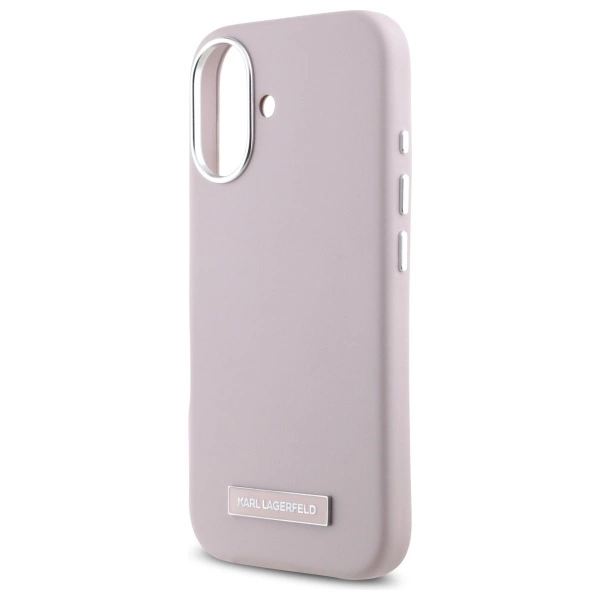 Karl Lagerfeld FW Metal Plate MagSafe iPhone 16 Case - Pinkeng