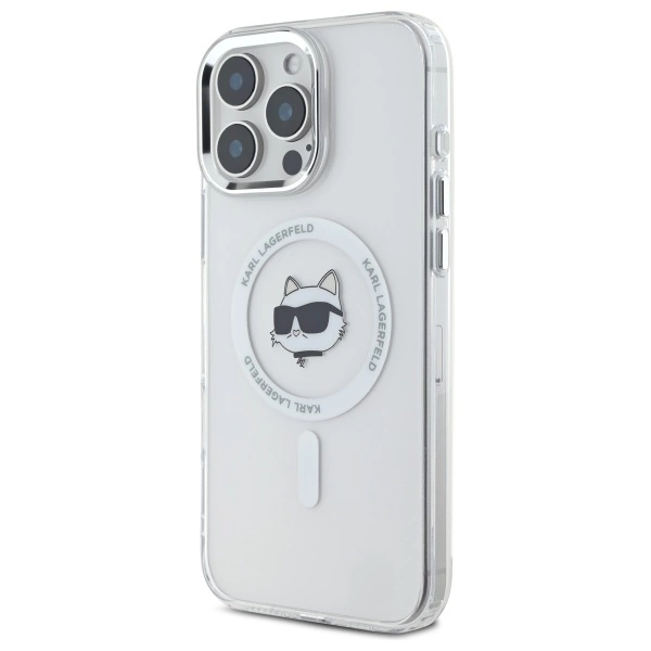 Karl Lagerfeld IML Metal Choupette Head MagSafe Case for iPhone 16 Pro Max - Whiteeng