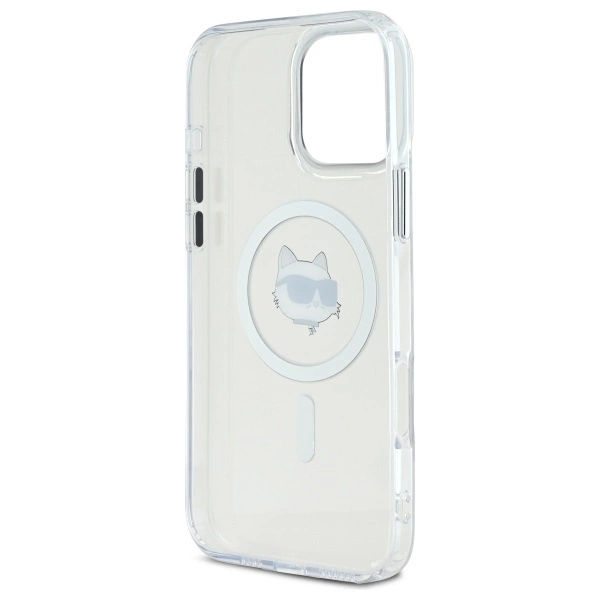 Karl Lagerfeld IML Metal Choupette Head MagSafe Case for iPhone 16 Pro Max - Whiteeng