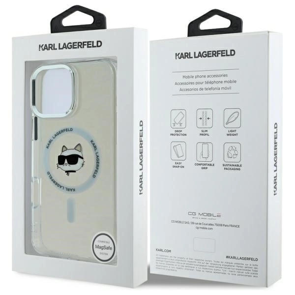 Karl Lagerfeld IML Metal Choupette Head MagSafe Case for iPhone 16 Pro Max - Whiteeng
