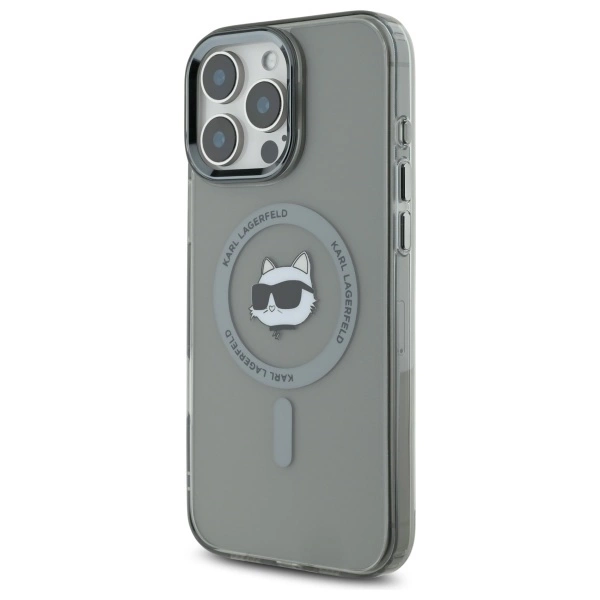 Karl Lagerfeld IML Metal Choupette Head MagSafe Case for iPhone 16 Pro Max - Blackeng