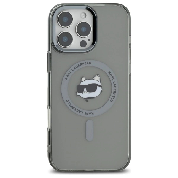 Karl Lagerfeld IML Metal Choupette Head MagSafe Case for iPhone 16 Pro Max - Blackeng