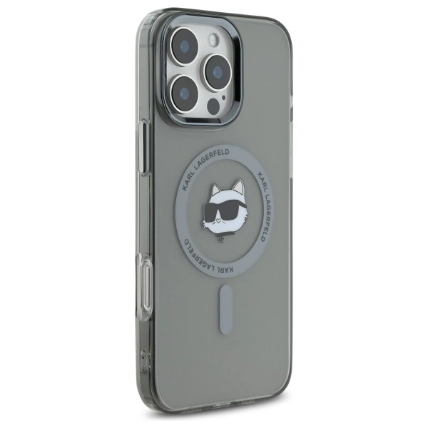 Karl Lagerfeld IML Metal Choupette Head MagSafe Case for iPhone 16 Pro Max - Blackeng