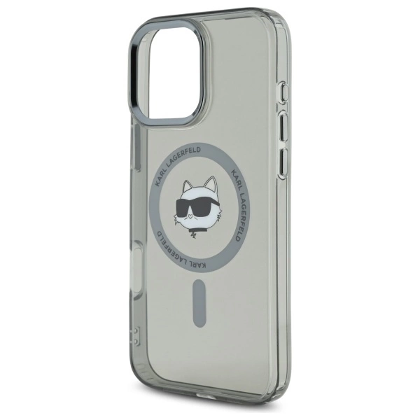 Karl Lagerfeld IML Metal Choupette Head MagSafe Case for iPhone 16 Pro Max - Blackeng