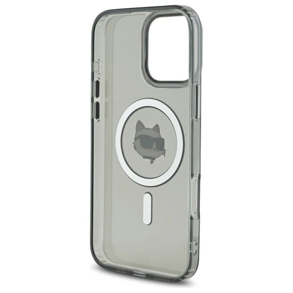 Karl Lagerfeld IML Metal Choupette Head MagSafe Case for iPhone 16 Pro Max - Blackeng