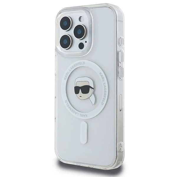 Karl Lagerfeld IML Metal Karl Head MagSafe Case for iPhone 16 Pro Max - Whiteeng
