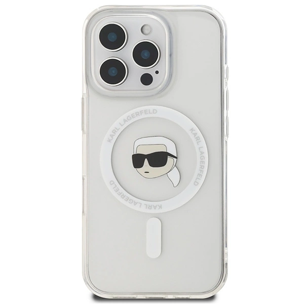 Karl Lagerfeld IML Metal Karl Head MagSafe Case for iPhone 16 Pro Max - Whiteeng
