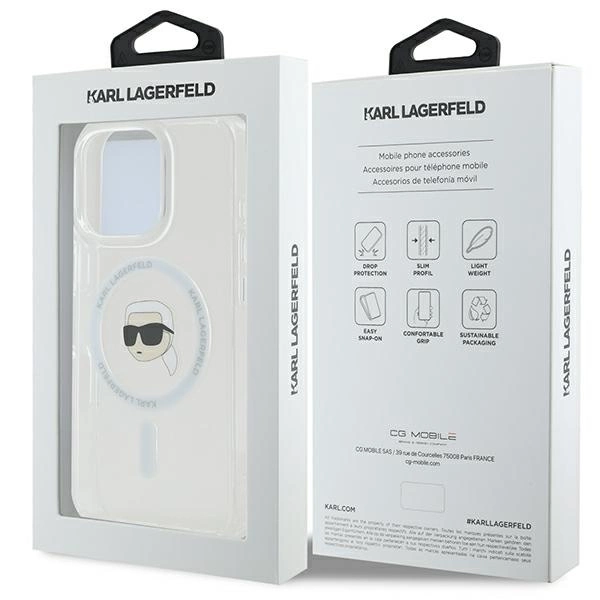 Karl Lagerfeld IML Metal Karl Head MagSafe Case for iPhone 16 Pro Max - Whiteeng