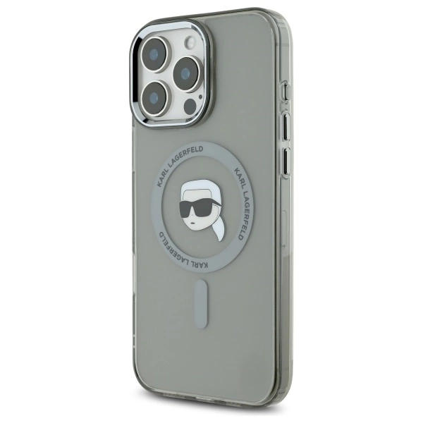Karl Lagerfeld IML Metal Karl Head MagSafe Case for iPhone 16 Pro Max - Blackeng