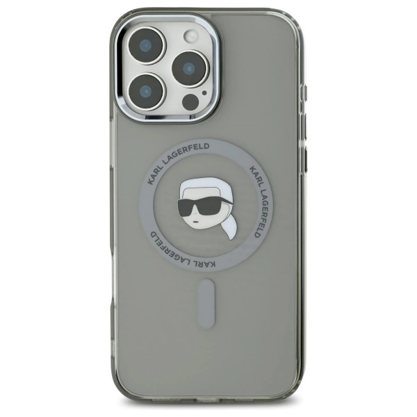 Karl Lagerfeld IML Metal Karl Head MagSafe Case for iPhone 16 Pro Max - Blackeng