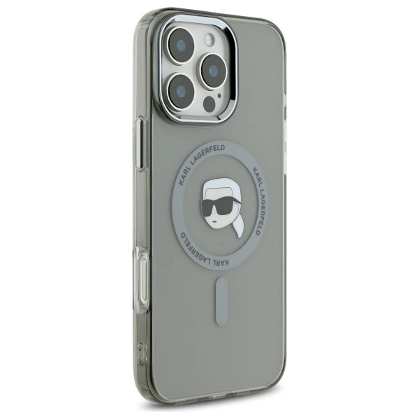 Karl Lagerfeld IML Metal Karl Head MagSafe Case for iPhone 16 Pro Max - Blackeng