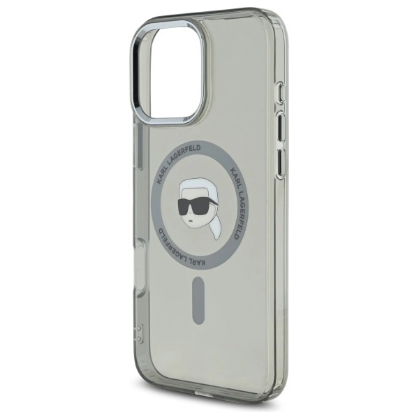 Karl Lagerfeld IML Metal Karl Head MagSafe Case for iPhone 16 Pro Max - Blackeng