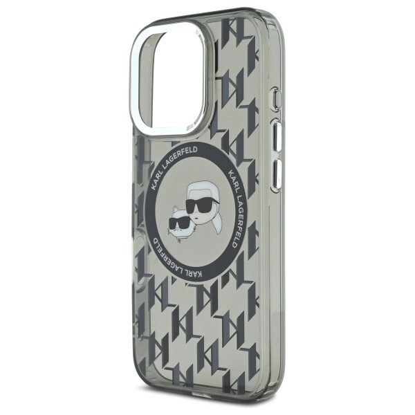 Karl Lagerfeld IML Monogram Karl & Choupette Head MagSafe Case for iPhone 16 Pro Max - Blackeng