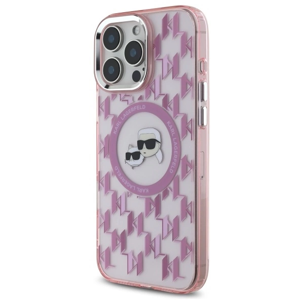 Karl Lagerfeld IML Monogram Karl & Choupette Head MagSafe Case for iPhone 16 Pro Max - Pinkeng