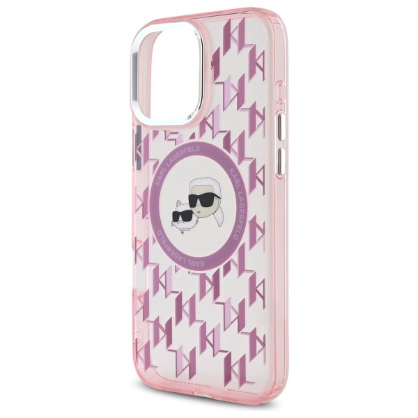 Karl Lagerfeld IML Monogram Karl & Choupette Head MagSafe Case for iPhone 16 Pro Max - Pinkeng