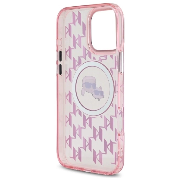 Karl Lagerfeld IML Monogram Karl & Choupette Head MagSafe Case for iPhone 16 Pro Max - Pinkeng