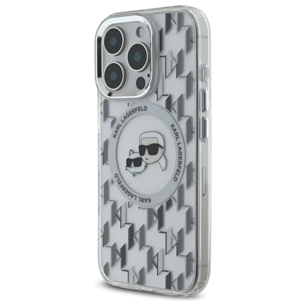 Karl Lagerfeld IML Monogram Karl & Choupette Head MagSafe Case for iPhone 16 Pro Max - Cleareng