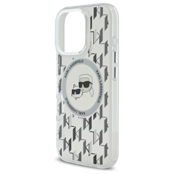 Karl Lagerfeld IML Monogram Karl & Choupette Head MagSafe Case for iPhone 16 Pro Max - Cleareng